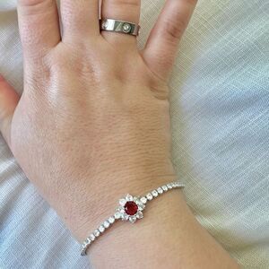 Ruby red color tennis bracelet cubic zirconia